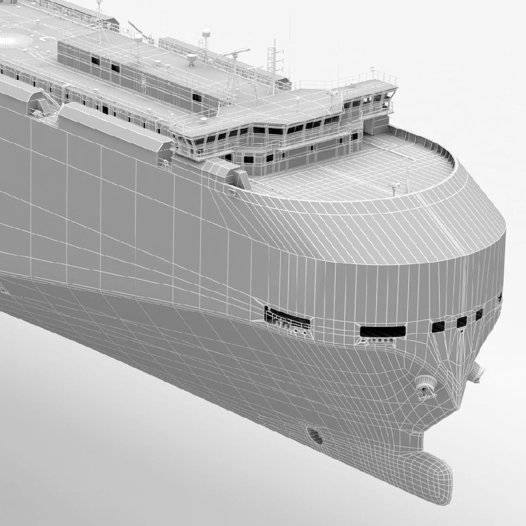 RoRo Vessel 3D Model – High Detail Industrial Watercraft, FBX, OBJ - View 8