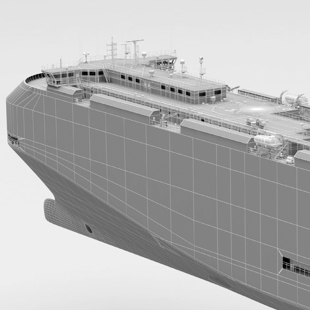 RoRo Vessel 3D Model – High Detail Industrial Watercraft, FBX, OBJ - View 9