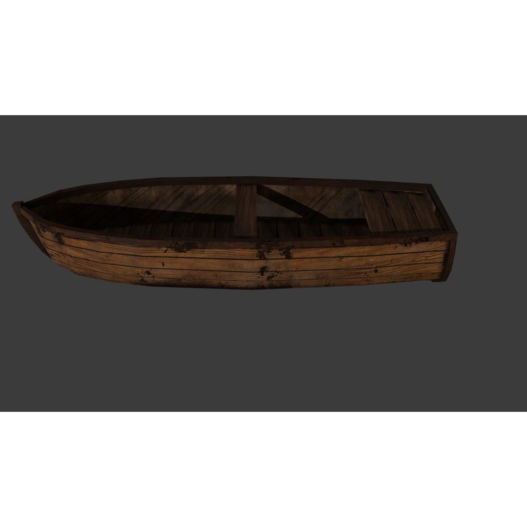 Wooden Dinghy 3D Model – Classic Row Boat with PBR Textures, FBX