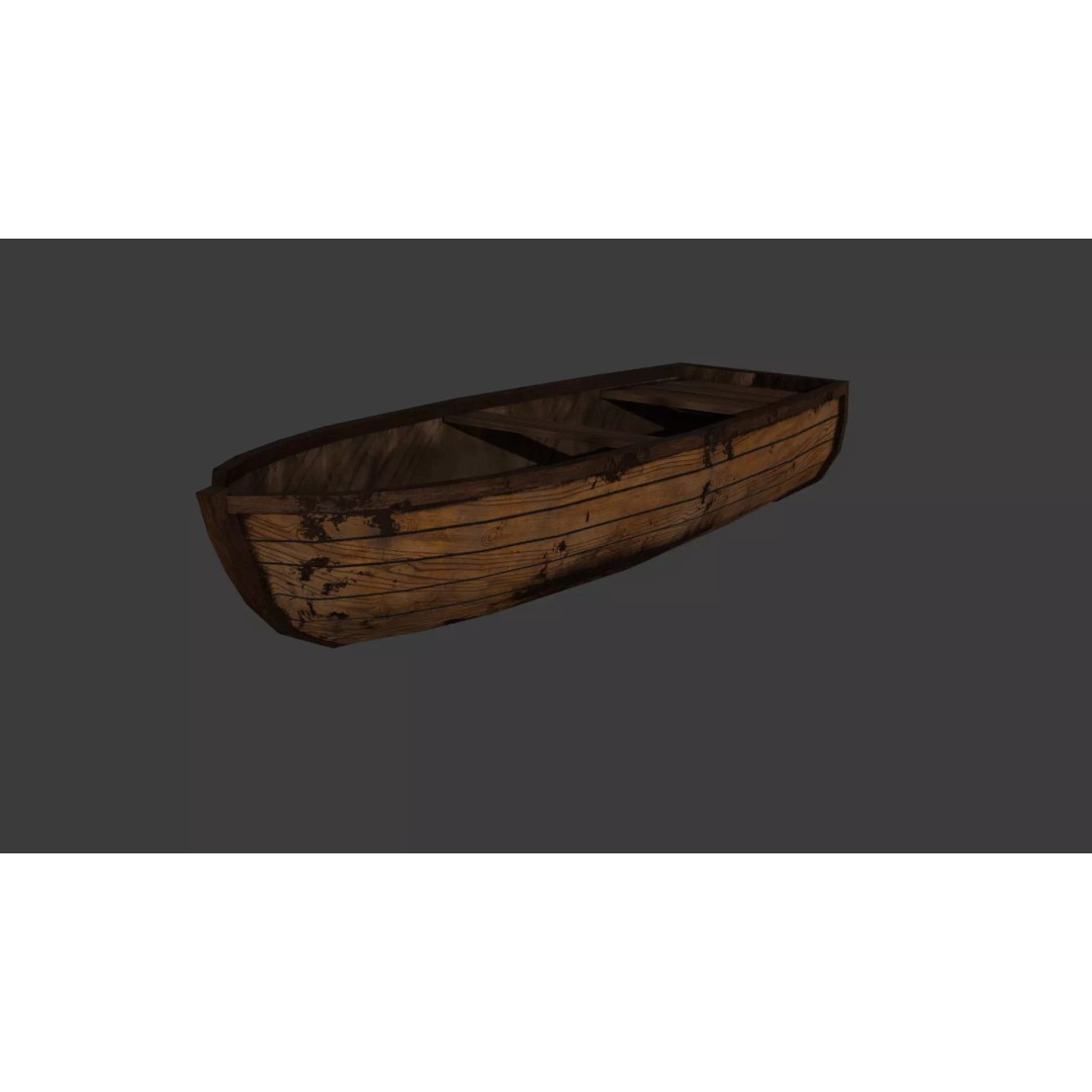 Wooden Dinghy 3D Model – Classic Row Boat with PBR Textures, FBX - View 2