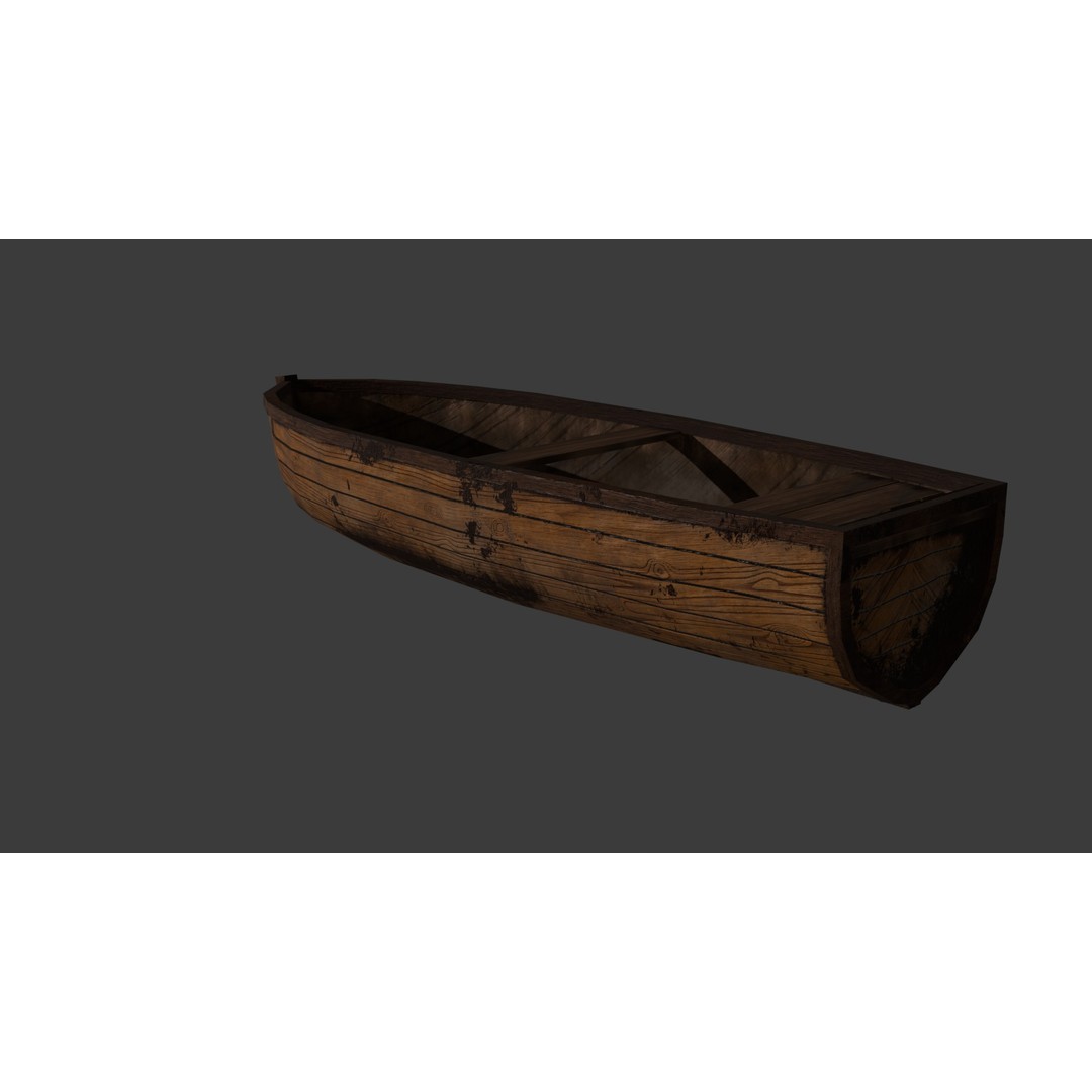 Wooden Dinghy 3D Model – Classic Row Boat with PBR Textures, FBX - View 3