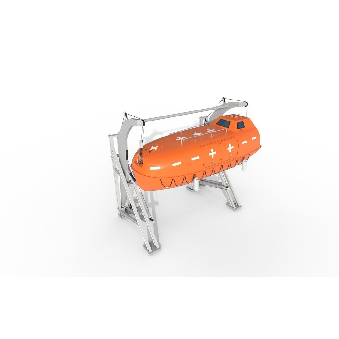Conventional Lifeboat 3D Model – Low Poly PBR Game Asset, FBX - View 3