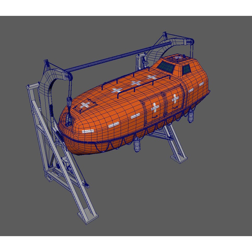 Conventional Lifeboat 3D Model – Low Poly PBR Game Asset, FBX - View 7