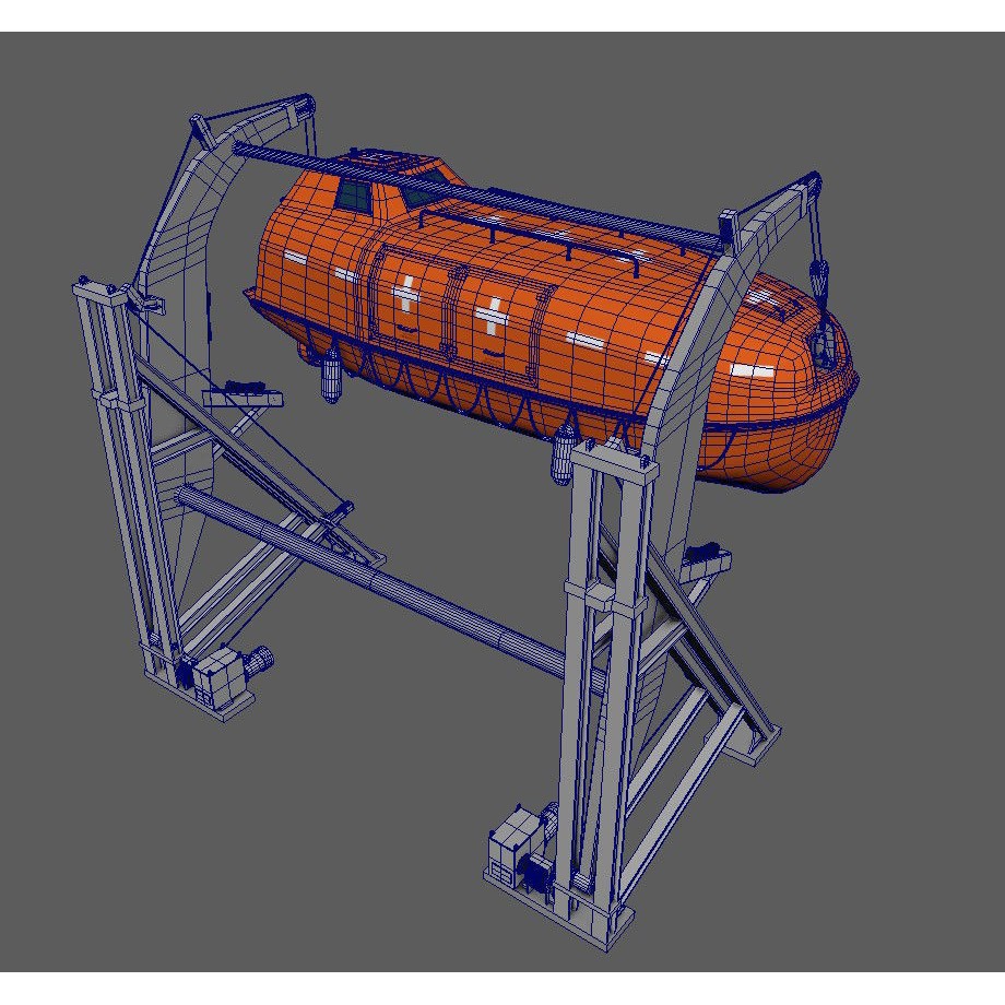 Conventional Lifeboat 3D Model – Low Poly PBR Game Asset, FBX - View 8