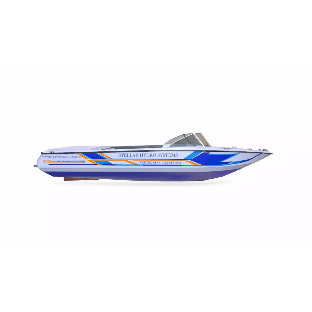 Speedboat 3D Model – Low Poly PBR Game Asset, FBX, OBJ - View 11