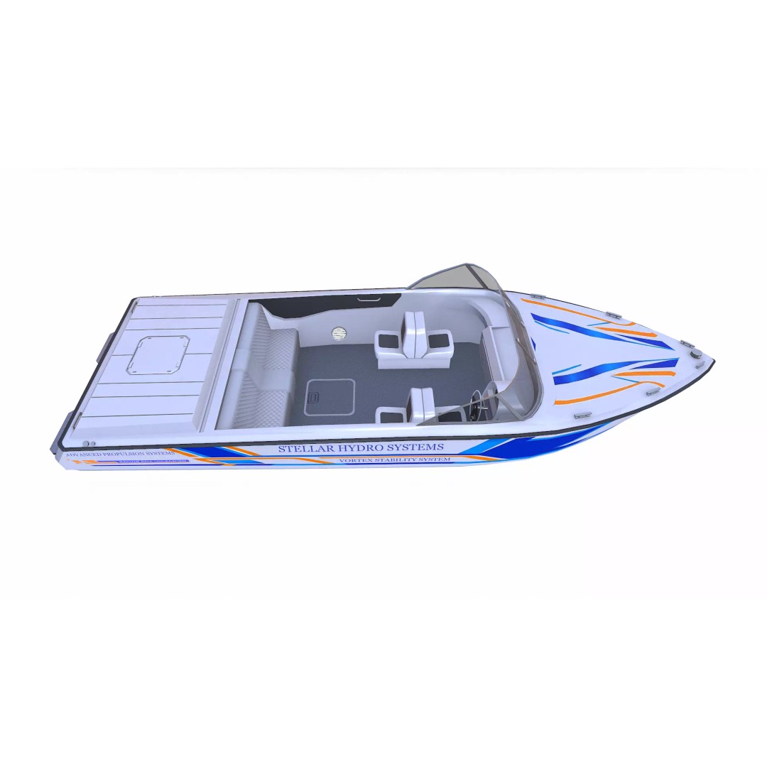 Speedboat 3D Model – Low Poly PBR Game Asset, FBX, OBJ - View 12
