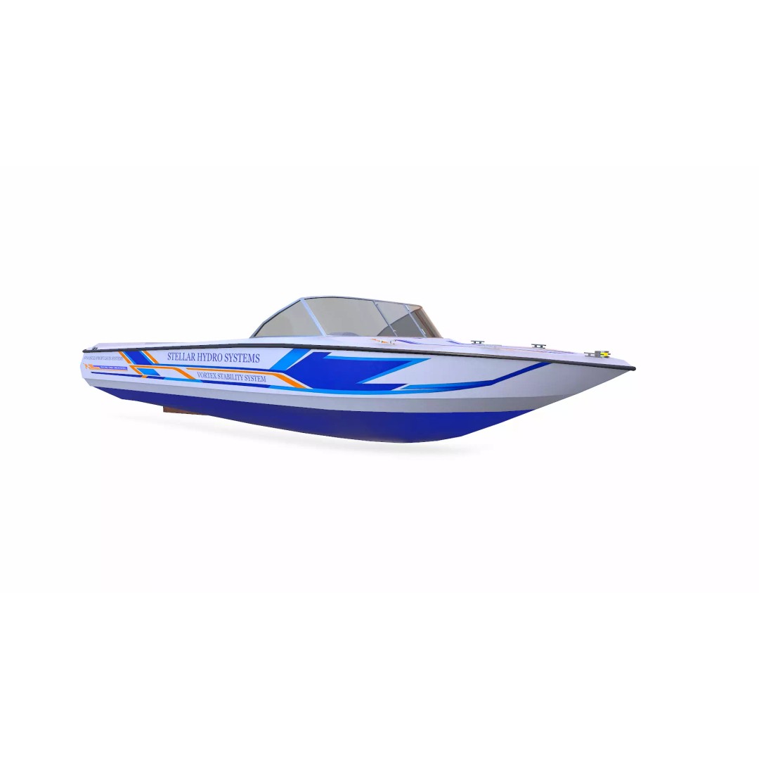 Speedboat 3D Model – Low Poly PBR Game Asset, FBX, OBJ - View 13