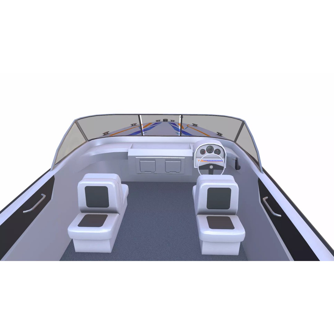 Speedboat 3D Model – Low Poly PBR Game Asset, FBX, OBJ - View 17
