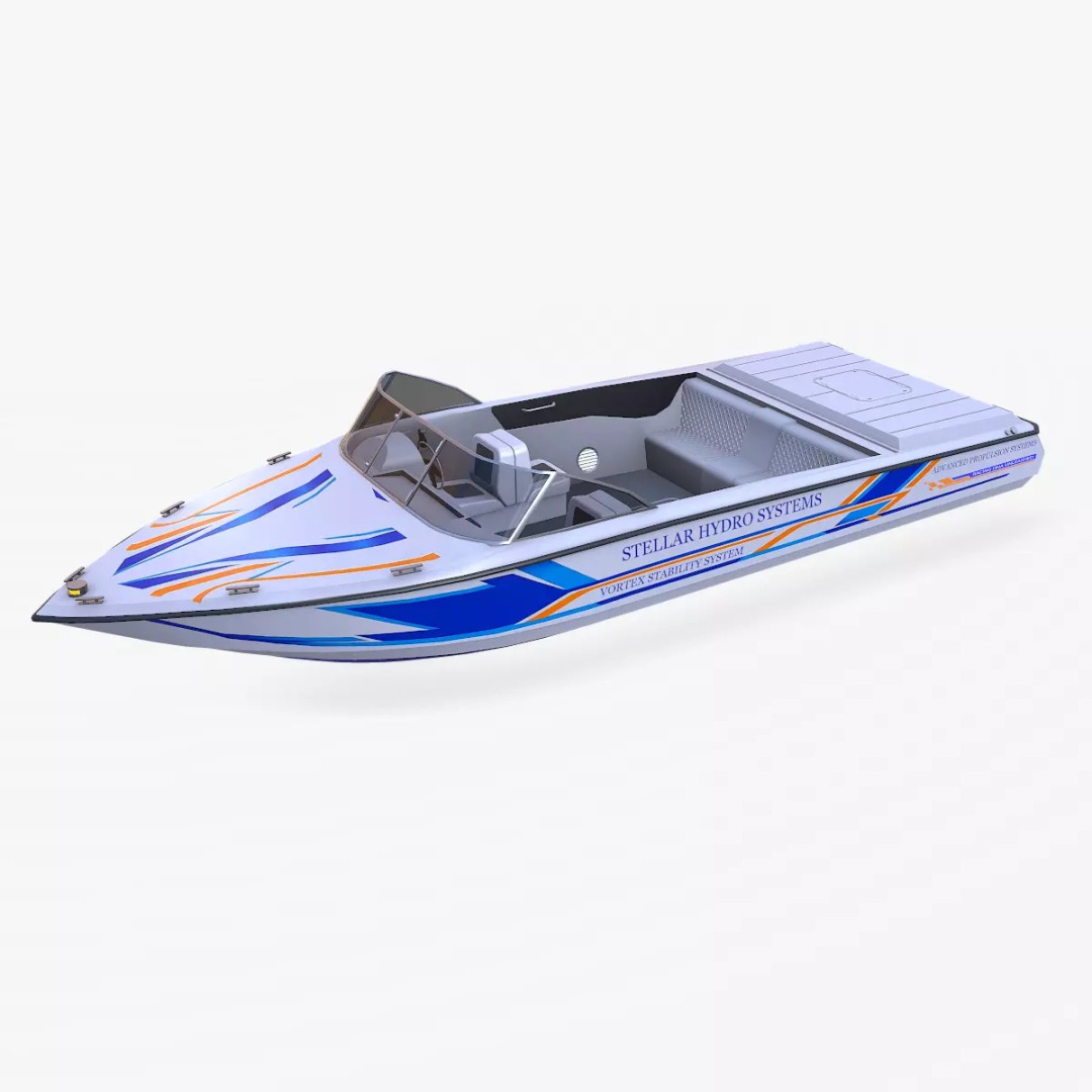Speedboat 3D Model – Low Poly PBR Game Asset, FBX, OBJ - View 2