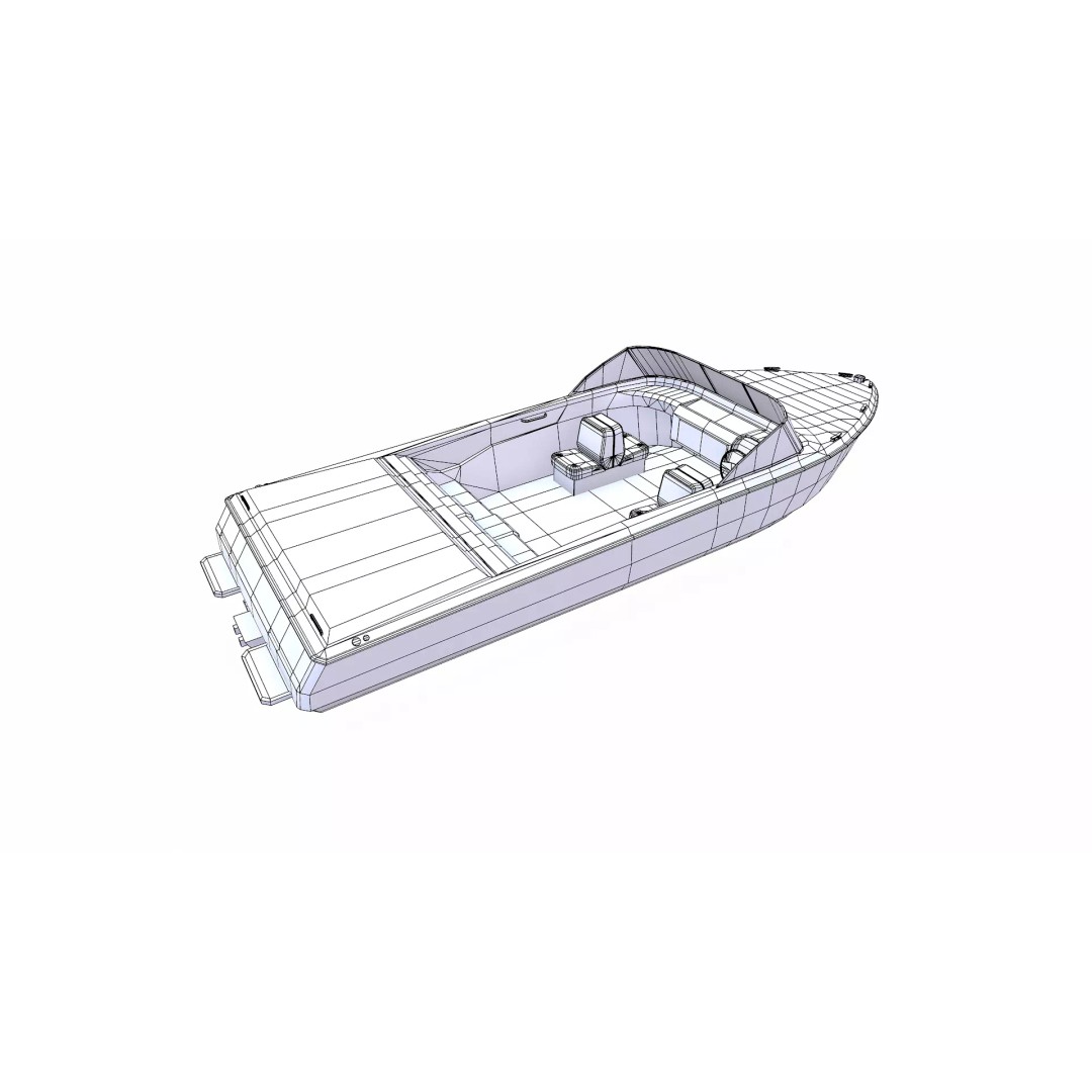 Speedboat 3D Model – Low Poly PBR Game Asset, FBX, OBJ - View 31