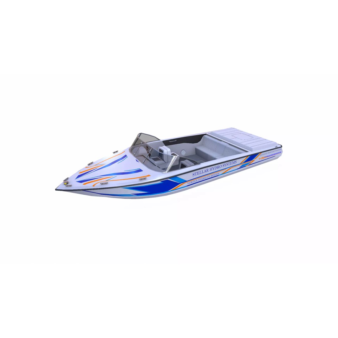 Speedboat 3D Model – Low Poly PBR Game Asset, FBX, OBJ - View 4