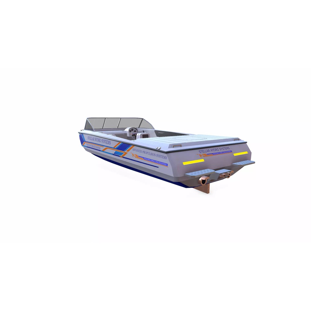 Speedboat 3D Model – Low Poly PBR Game Asset, FBX, OBJ - View 8