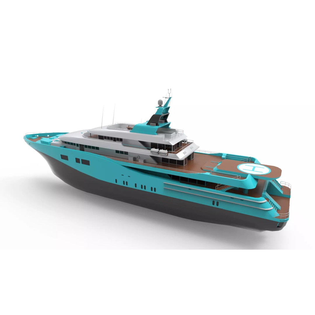 Luxury Yacht 3D Model – High Poly Vessel with PBR Textures, FBX - View 2