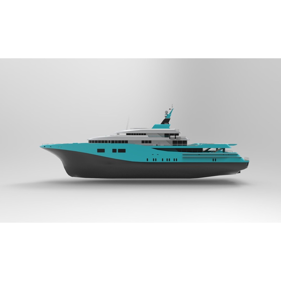 Luxury Yacht 3D Model – High Poly Vessel with PBR Textures, FBX - View 6