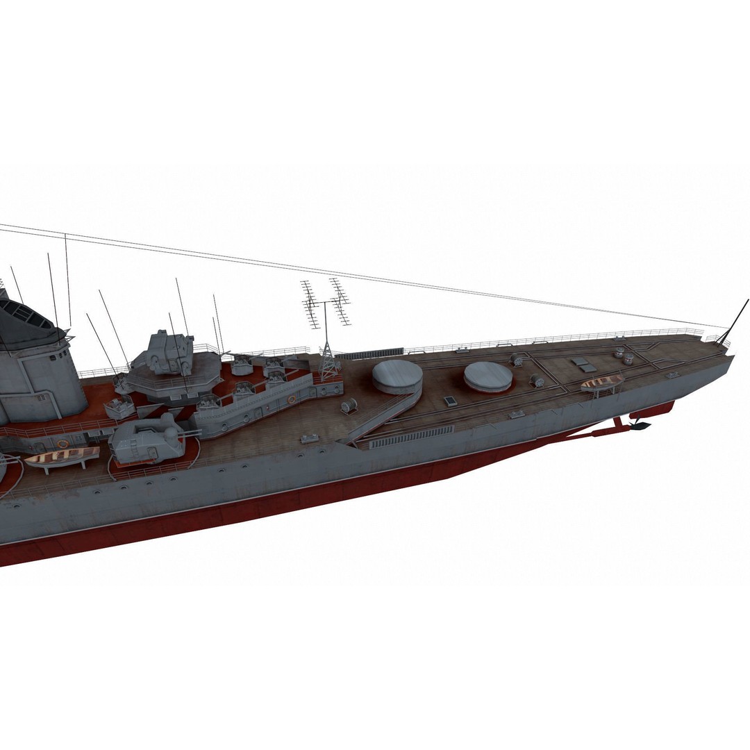 Sverdlov-Class Cruiser 3D Model – Low Poly Game Ready Asset, FBX, Blender