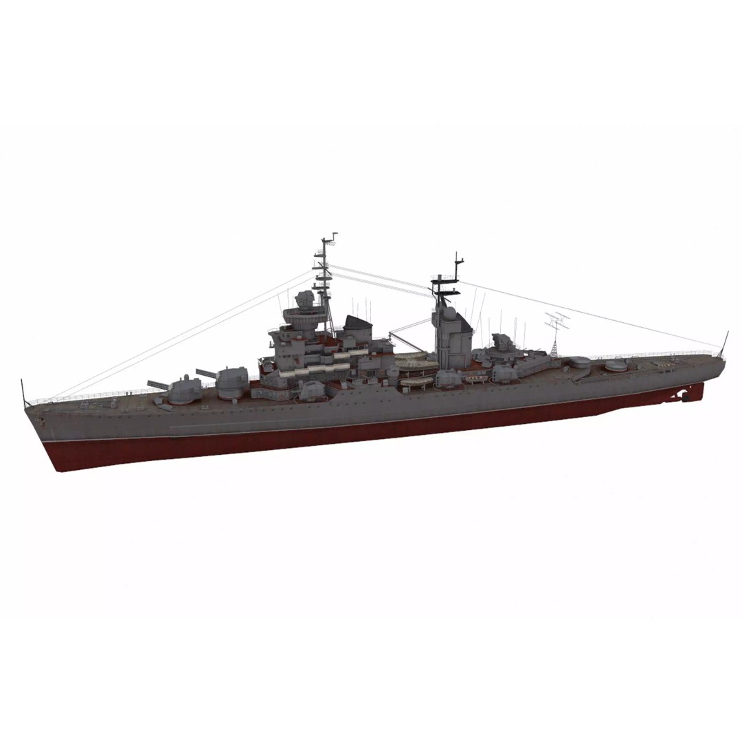 Sverdlov-Class Cruiser 3D Model – Low Poly Game Ready Asset, FBX, Blender - View 2