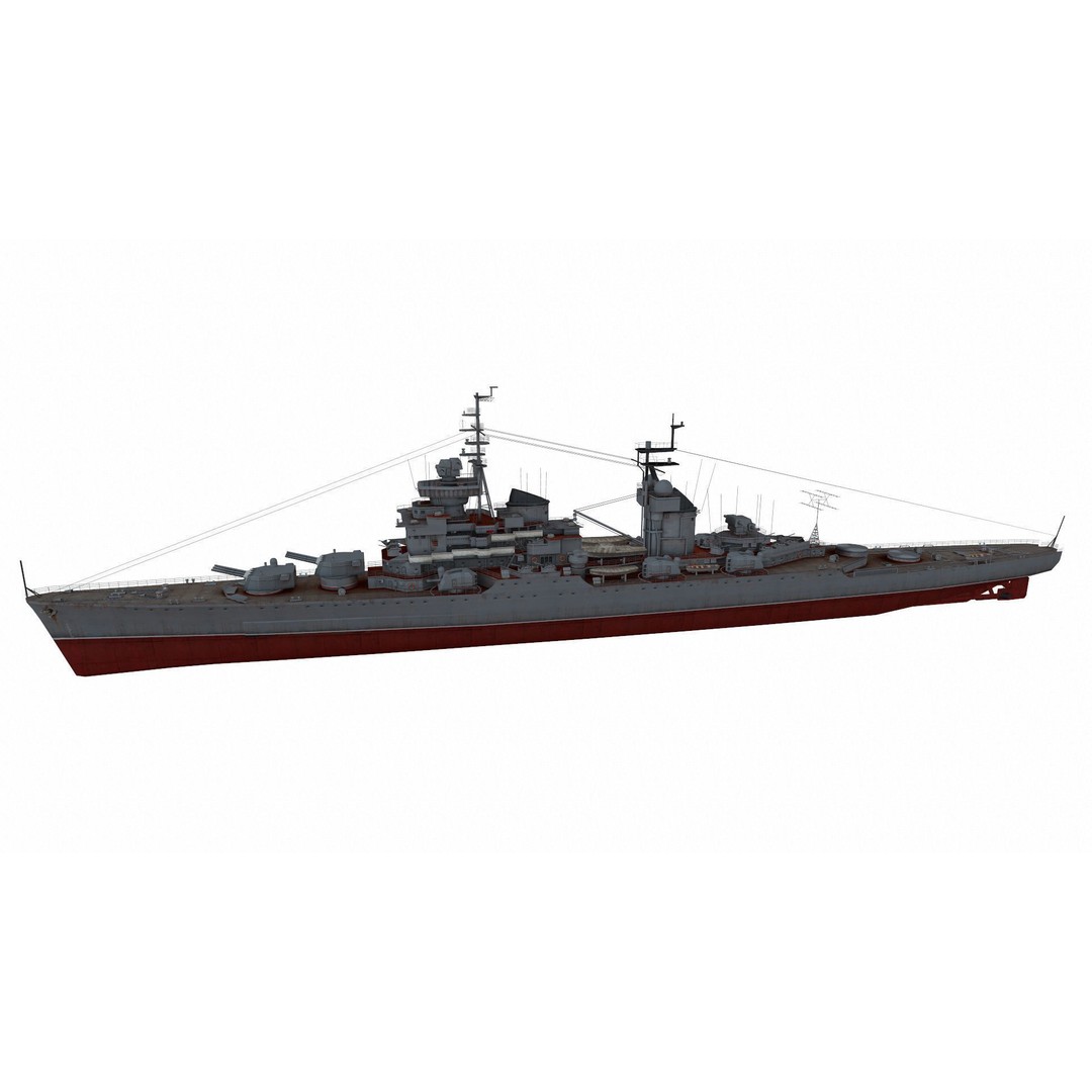 Sverdlov-Class Cruiser 3D Model – Low Poly Game Ready Asset, FBX, Blender - View 3