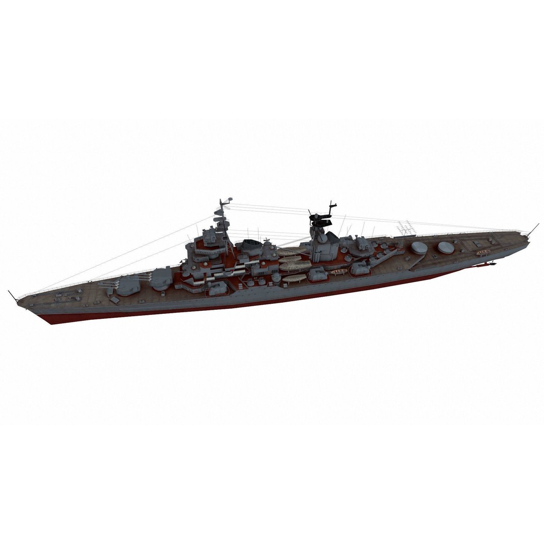 Sverdlov-Class Cruiser 3D Model – Low Poly Game Ready Asset, FBX, Blender - View 5