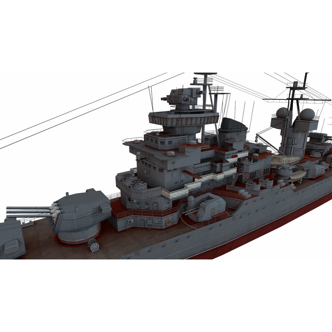 Sverdlov-Class Cruiser 3D Model – Low Poly Game Ready Asset, FBX, Blender - View 6