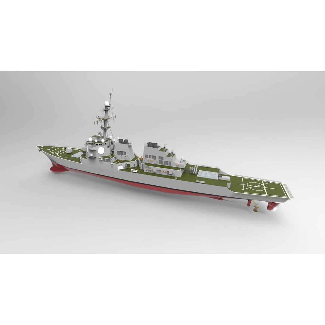 DDG-51 Arleigh Burke Class Destroyer 3D Model – Low Poly Game Asset, FBX - View 5