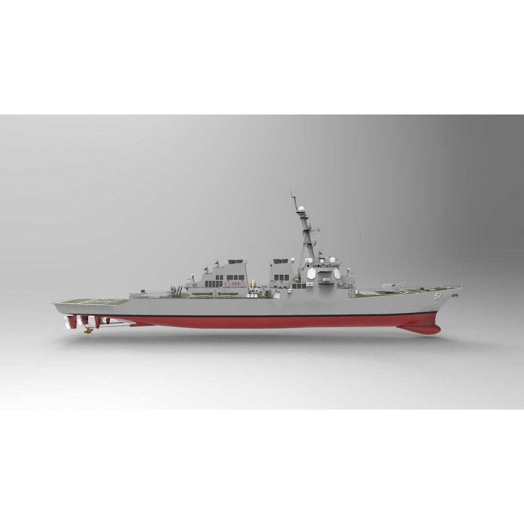DDG-51 Arleigh Burke Class Destroyer 3D Model – Low Poly Game Asset, FBX - View 6