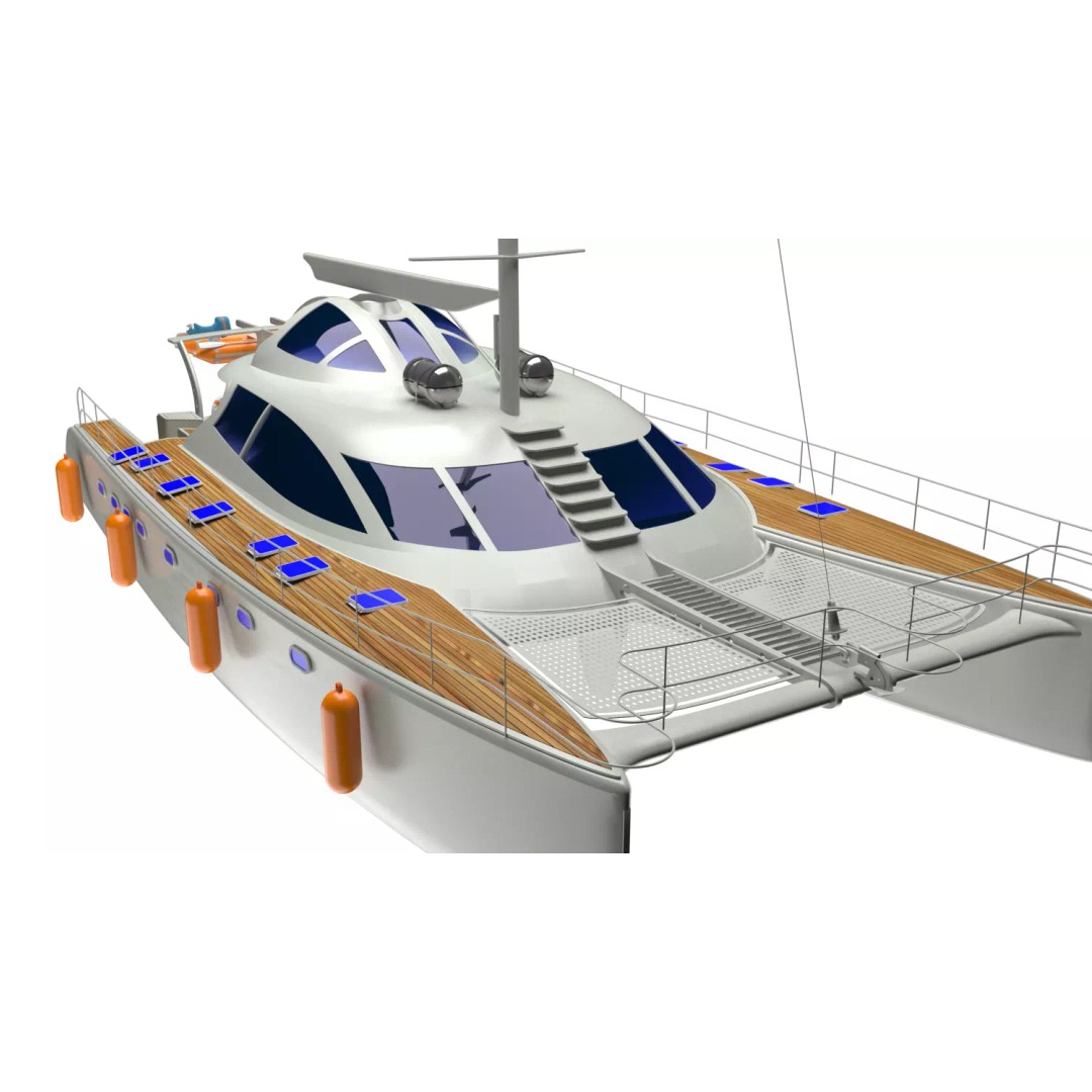 Cruising Catamaran Sailboat 3D Model – Realistic Marine Asset, FBX, OBJ