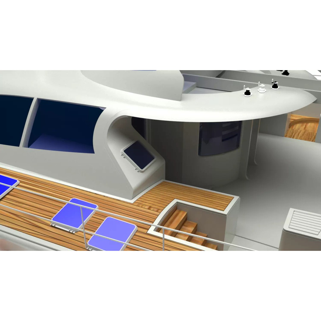 Cruising Catamaran Sailboat 3D Model – Realistic Marine Asset, FBX, OBJ - View 11