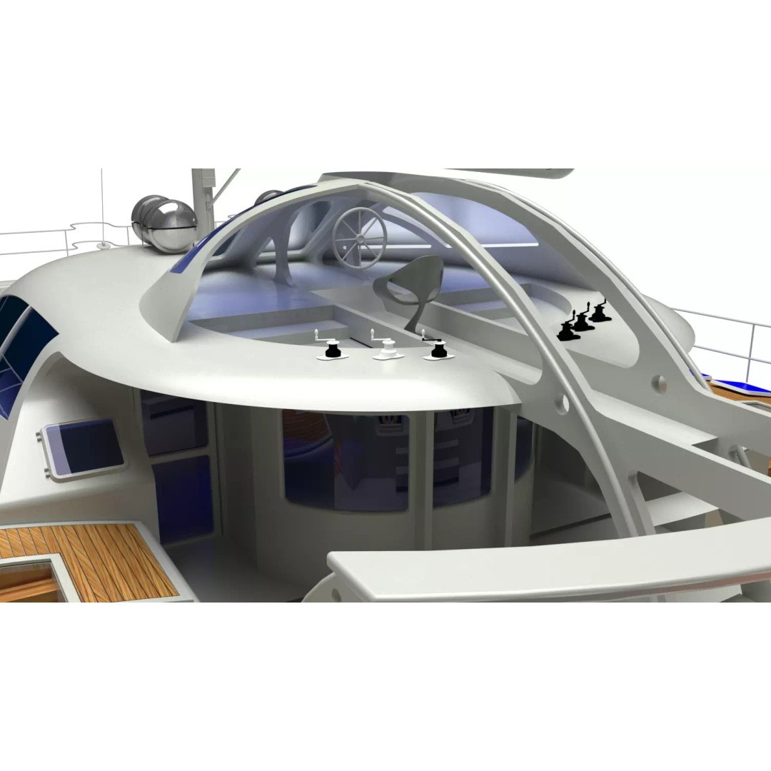 Cruising Catamaran Sailboat 3D Model – Realistic Marine Asset, FBX, OBJ - View 7