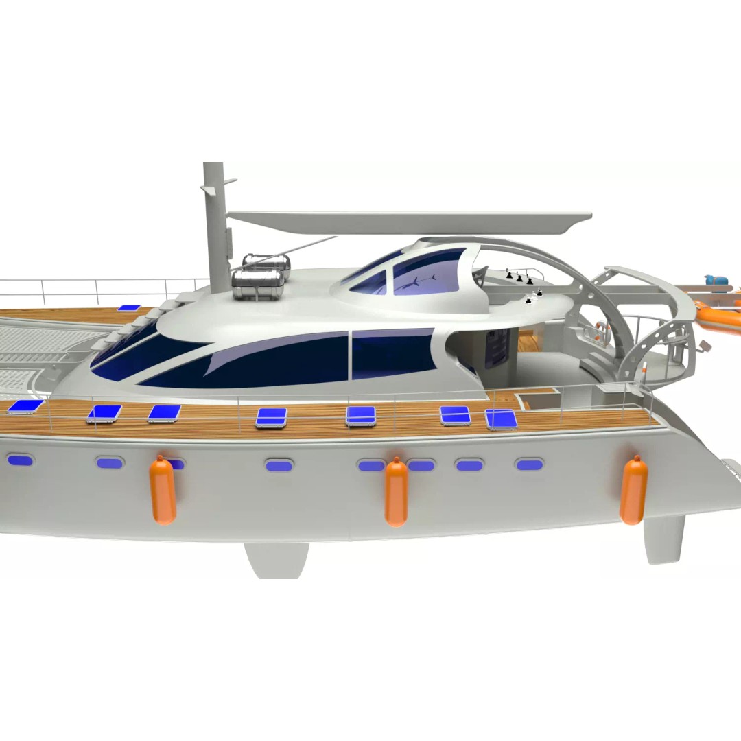 Cruising Catamaran Sailboat 3D Model – Realistic Marine Asset, FBX, OBJ - View 8