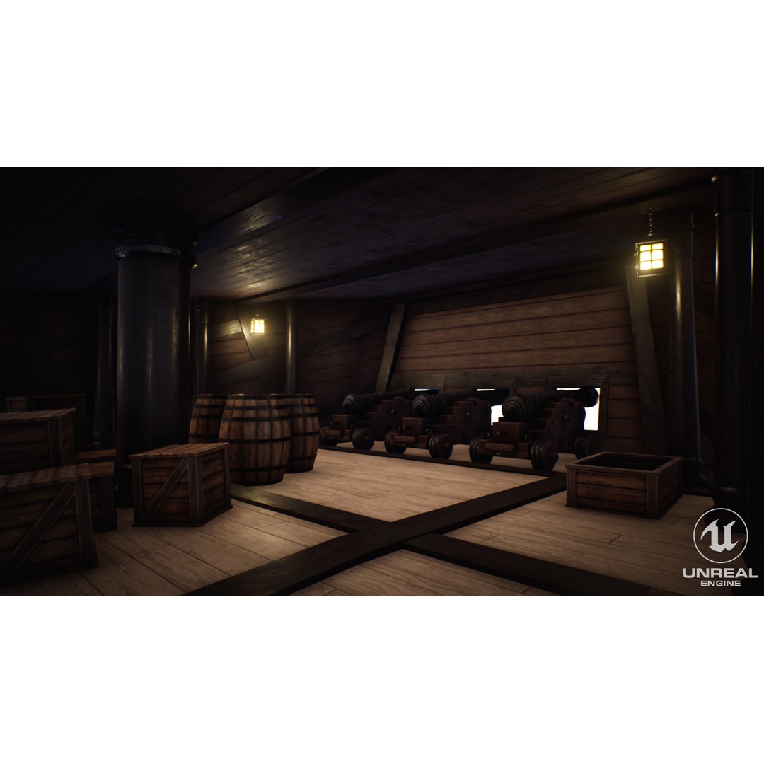 Galeon Ship 3D Model – Low Poly Game Ready, PBR Textures, FBX - View 10