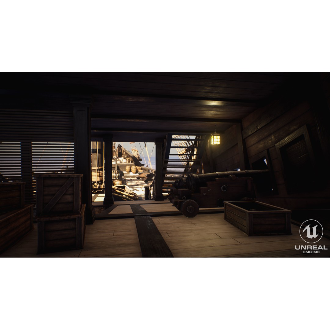 Galeon Ship 3D Model – Low Poly Game Ready, PBR Textures, FBX - View 11