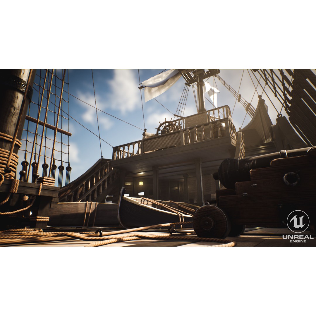 Galeon Ship 3D Model – Low Poly Game Ready, PBR Textures, FBX - View 13