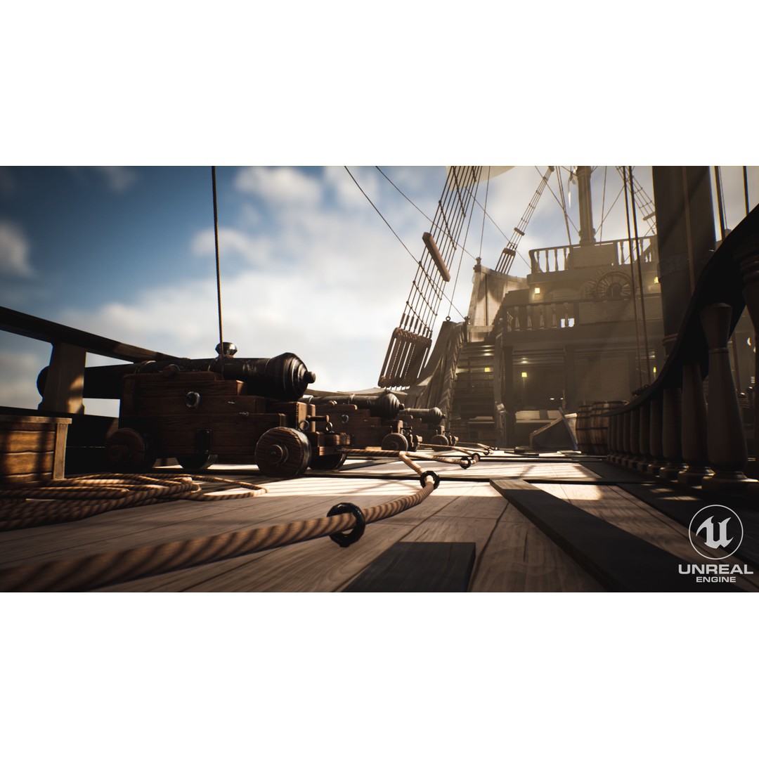 Galeon Ship 3D Model – Low Poly Game Ready, PBR Textures, FBX - View 14