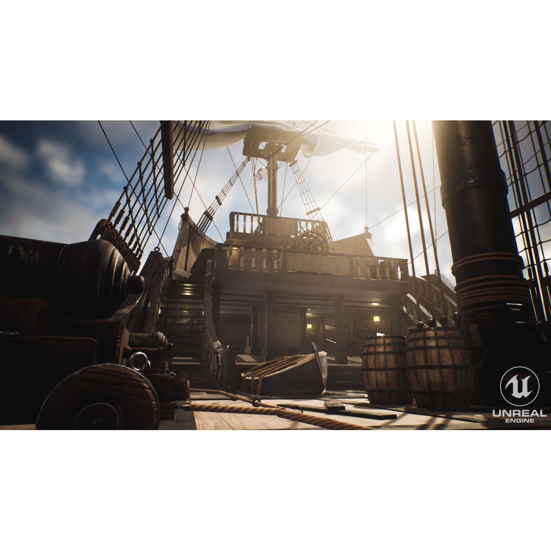 Galeon Ship 3D Model – Low Poly Game Ready, PBR Textures, FBX - View 17