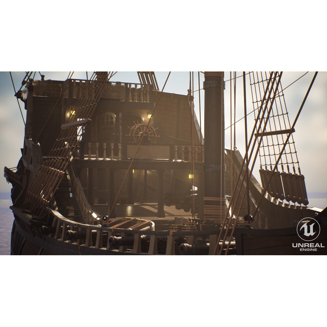 Galeon Ship 3D Model – Low Poly Game Ready, PBR Textures, FBX - View 19