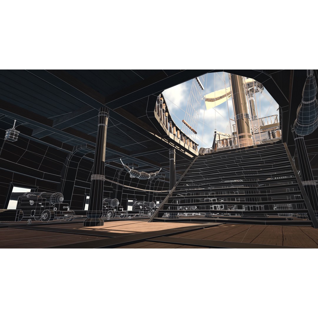 Galeon Ship 3D Model – Low Poly Game Ready, PBR Textures, FBX - View 21