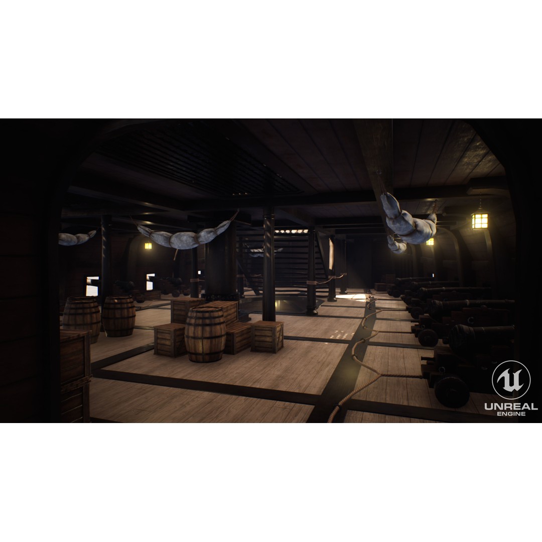 Galeon Ship 3D Model – Low Poly Game Ready, PBR Textures, FBX - View 7