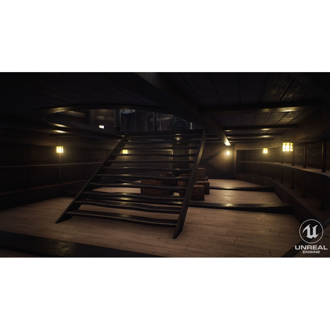 Galeon Ship 3D Model – Low Poly Game Ready, PBR Textures, FBX - View 8