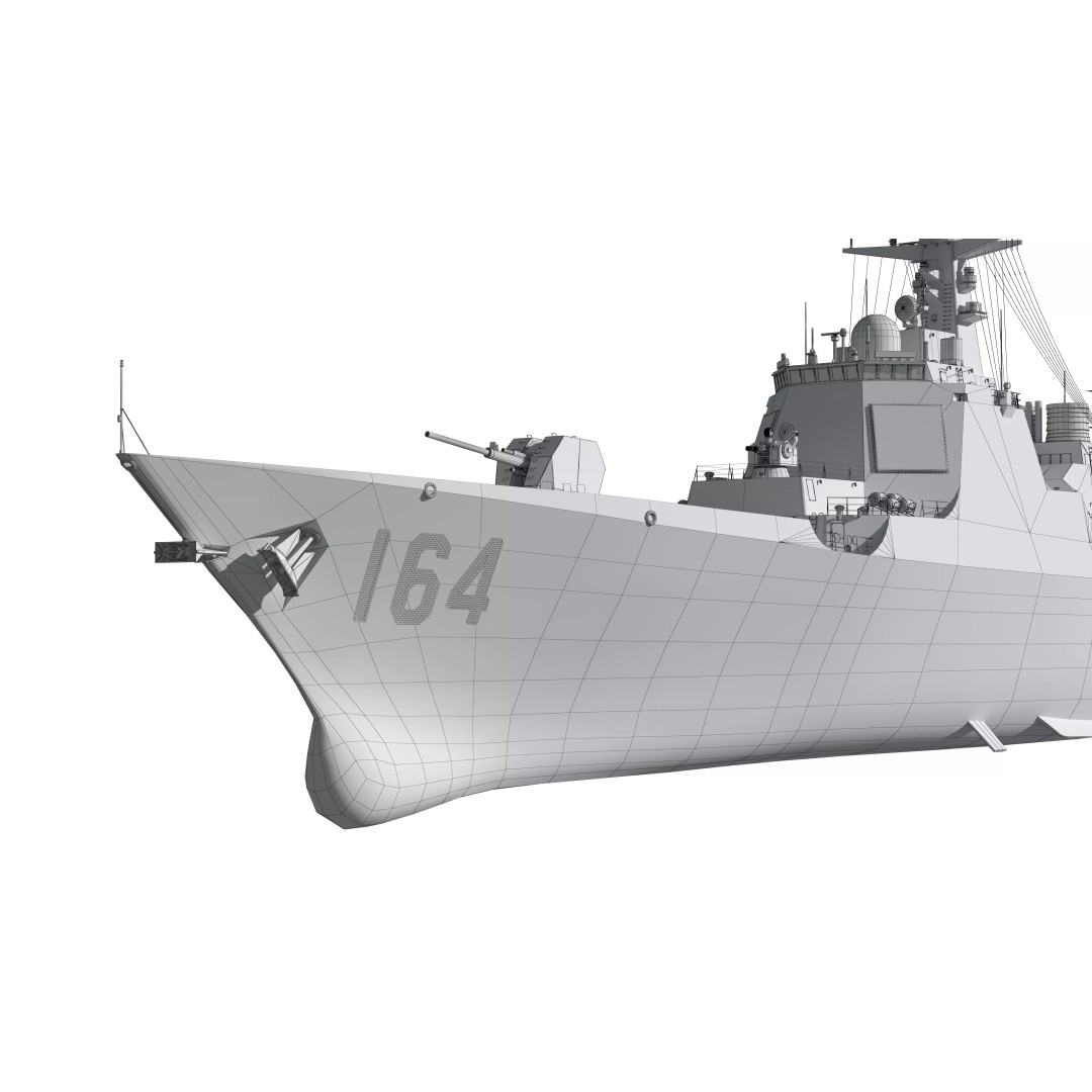 Type 052D Guided-Missile Destroyer 3D Model – High Poly Military Watercraft, FBX, OBJ