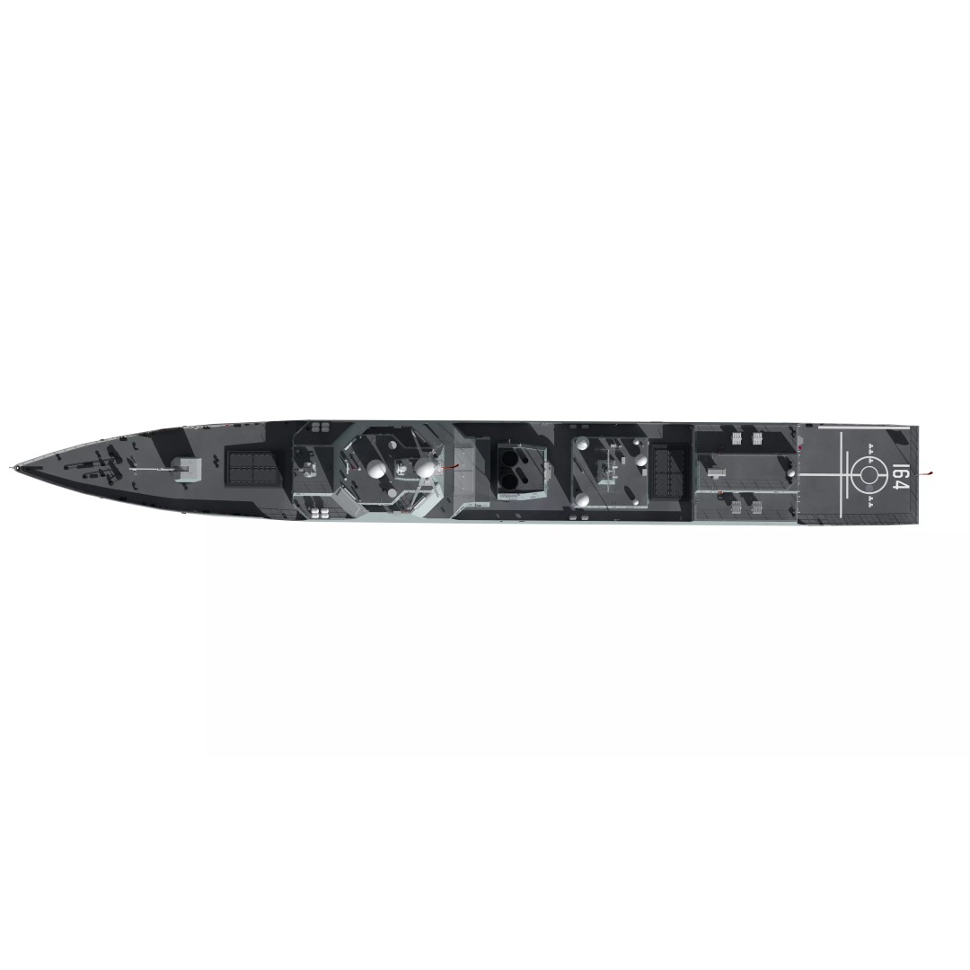 Type 052D Guided-Missile Destroyer 3D Model – High Poly Military Watercraft, FBX, OBJ - View 11