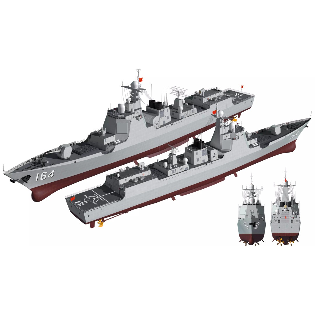 Type 052D Guided-Missile Destroyer 3D Model – High Poly Military Watercraft, FBX, OBJ - View 27