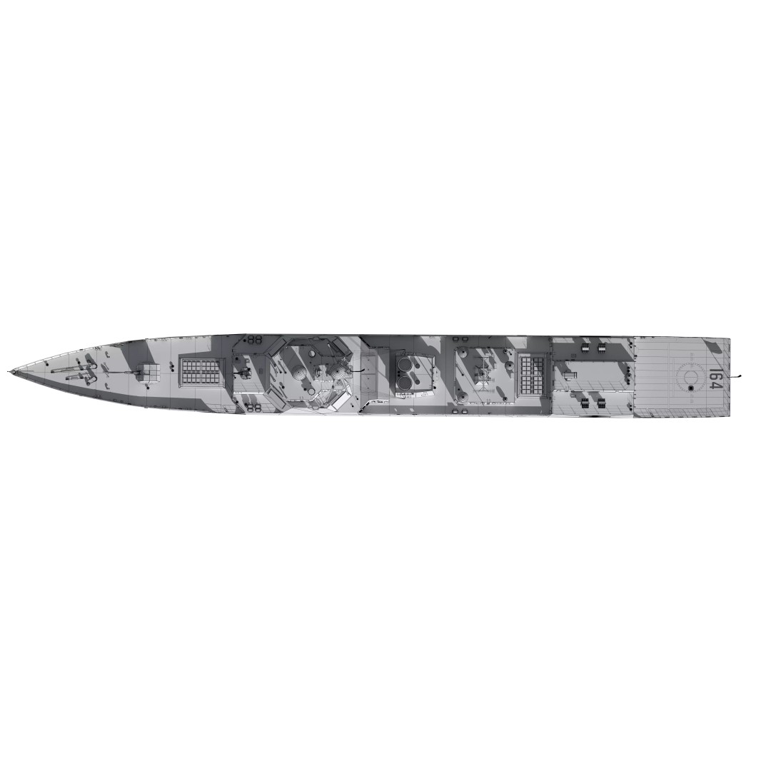 Type 052D Guided-Missile Destroyer 3D Model – High Poly Military Watercraft, FBX, OBJ - View 28