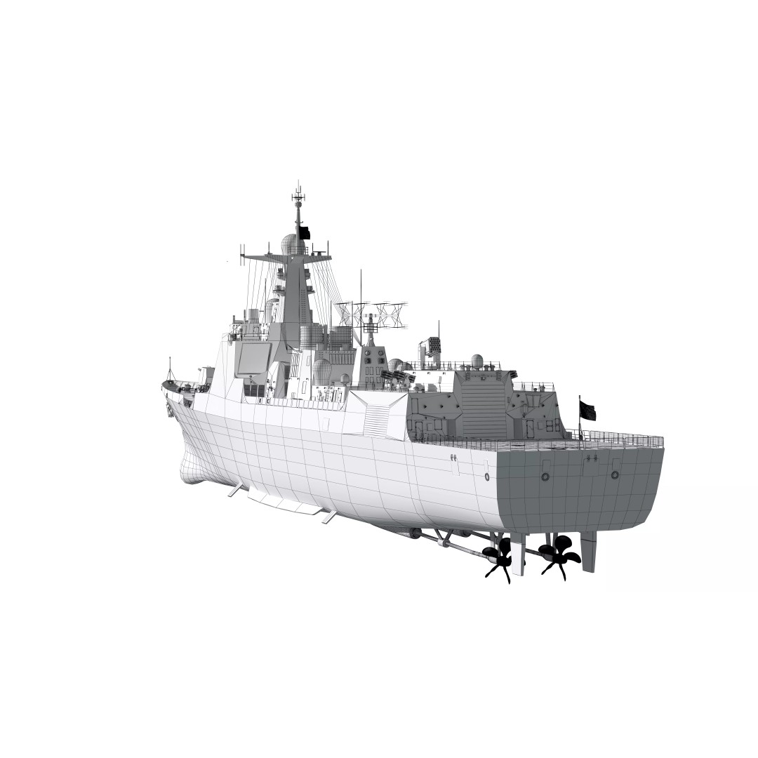 Type 052D Guided-Missile Destroyer 3D Model – High Poly Military Watercraft, FBX, OBJ - View 30
