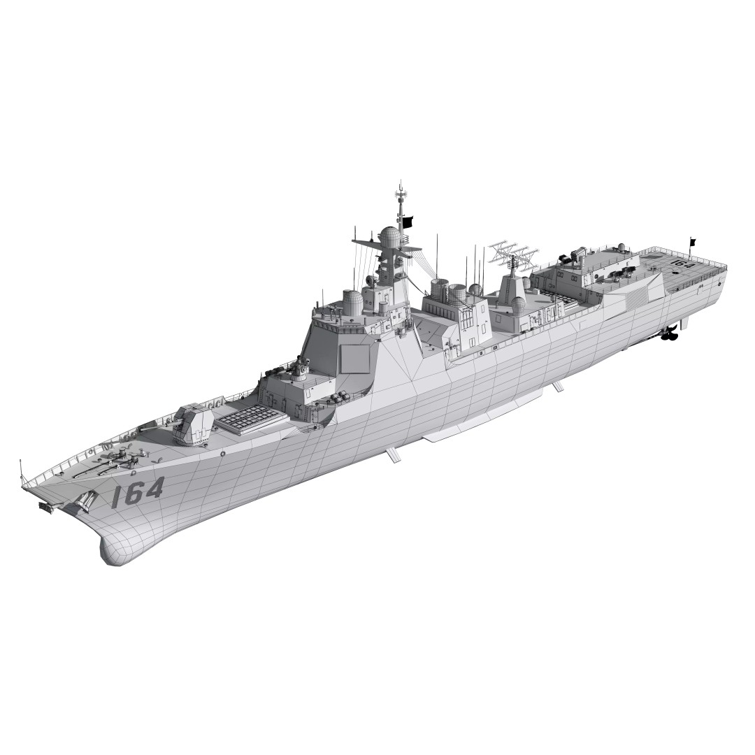 Type 052D Guided-Missile Destroyer 3D Model – High Poly Military Watercraft, FBX, OBJ - View 31