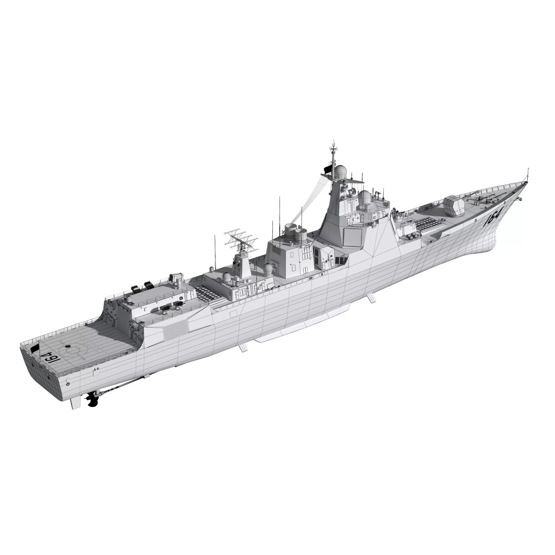 Type 052D Guided-Missile Destroyer 3D Model – High Poly Military Watercraft, FBX, OBJ - View 32