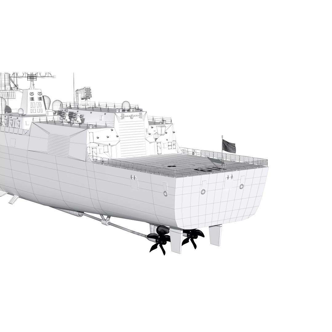 Type 052D Guided-Missile Destroyer 3D Model – High Poly Military Watercraft, FBX, OBJ - View 33