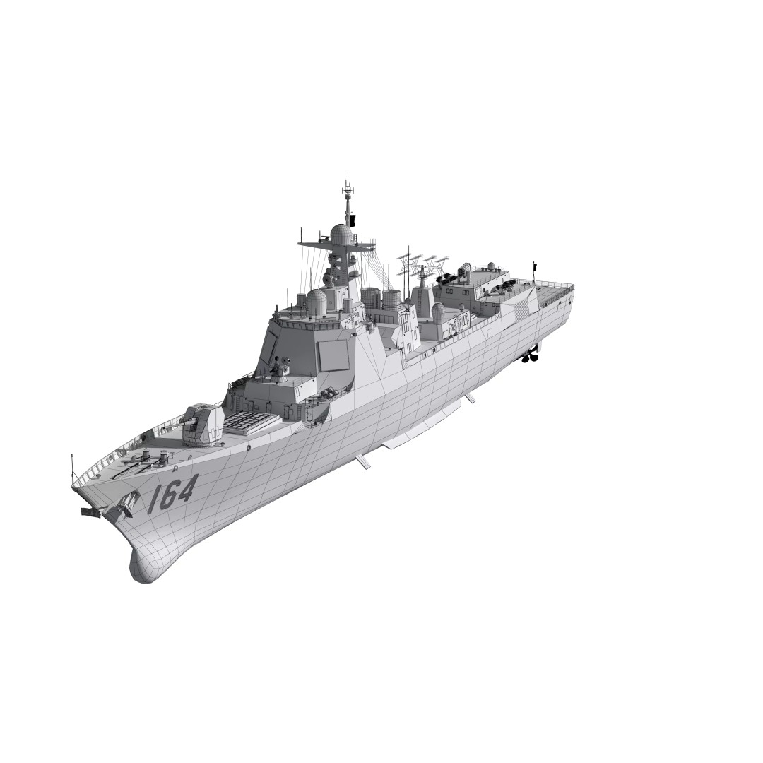 Type 052D Guided-Missile Destroyer 3D Model – High Poly Military Watercraft, FBX, OBJ - View 34