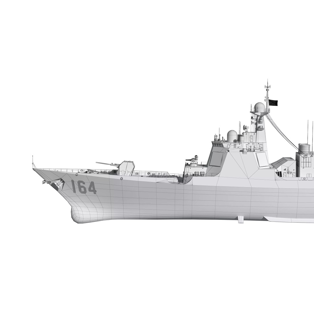 Type 052D Guided-Missile Destroyer 3D Model – High Poly Military Watercraft, FBX, OBJ - View 35