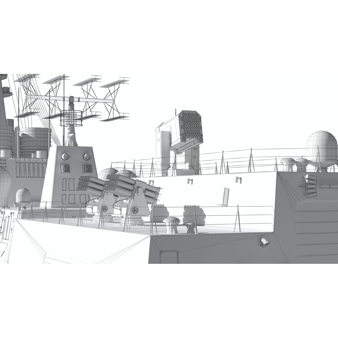 Type 052D Guided-Missile Destroyer 3D Model – High Poly Military Watercraft, FBX, OBJ - View 36