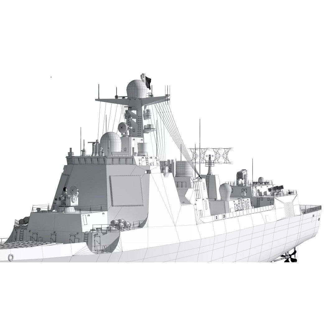 Type 052D Guided-Missile Destroyer 3D Model – High Poly Military Watercraft, FBX, OBJ - View 38